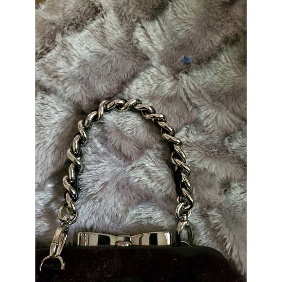 My Flat in London Saville Black Scarlett Faux Fur Bag Bow Snap Close M028745 - Picture 10 of 16